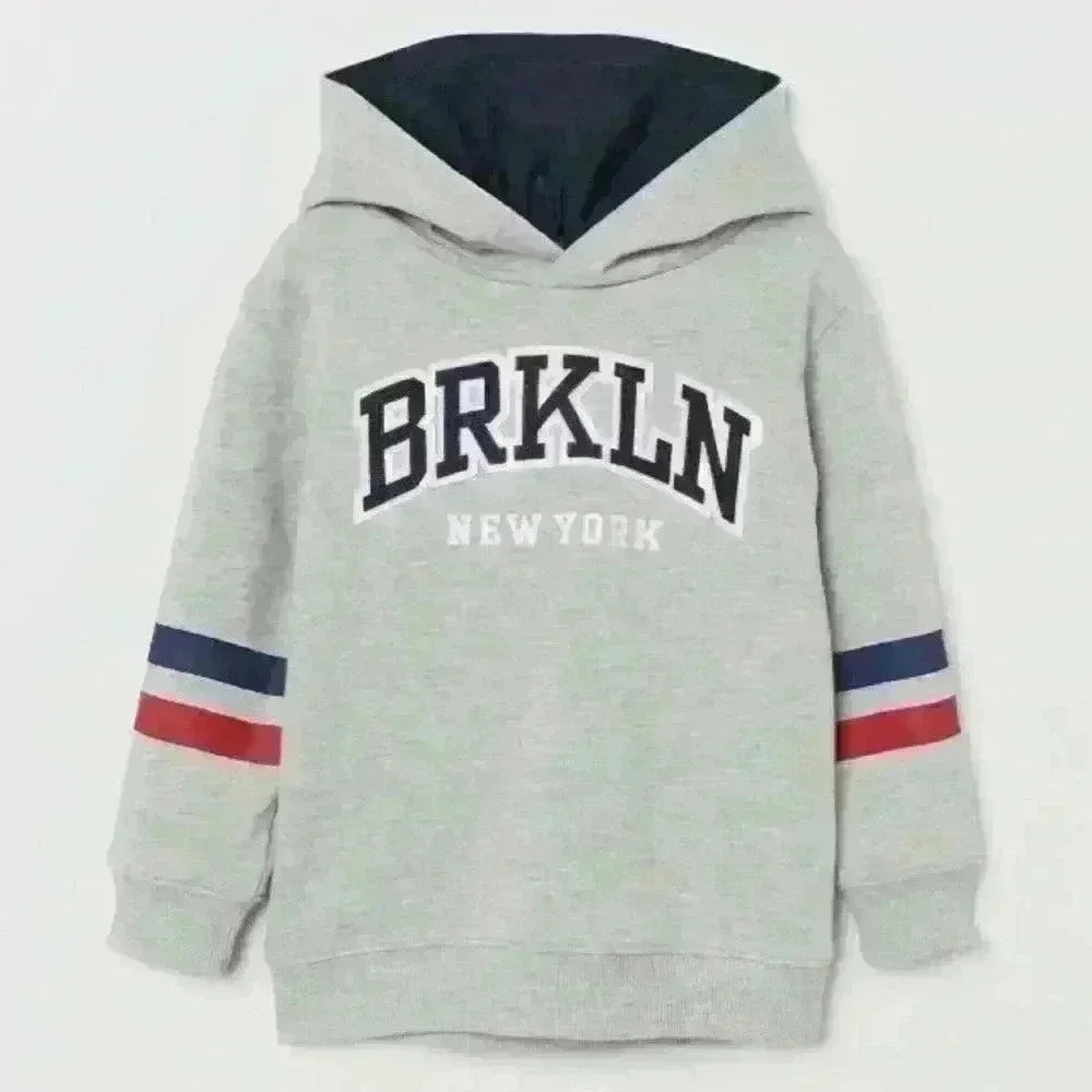 H&M Kids hooded top light gray Brkln Size 2-4y - Picture 1 of 10